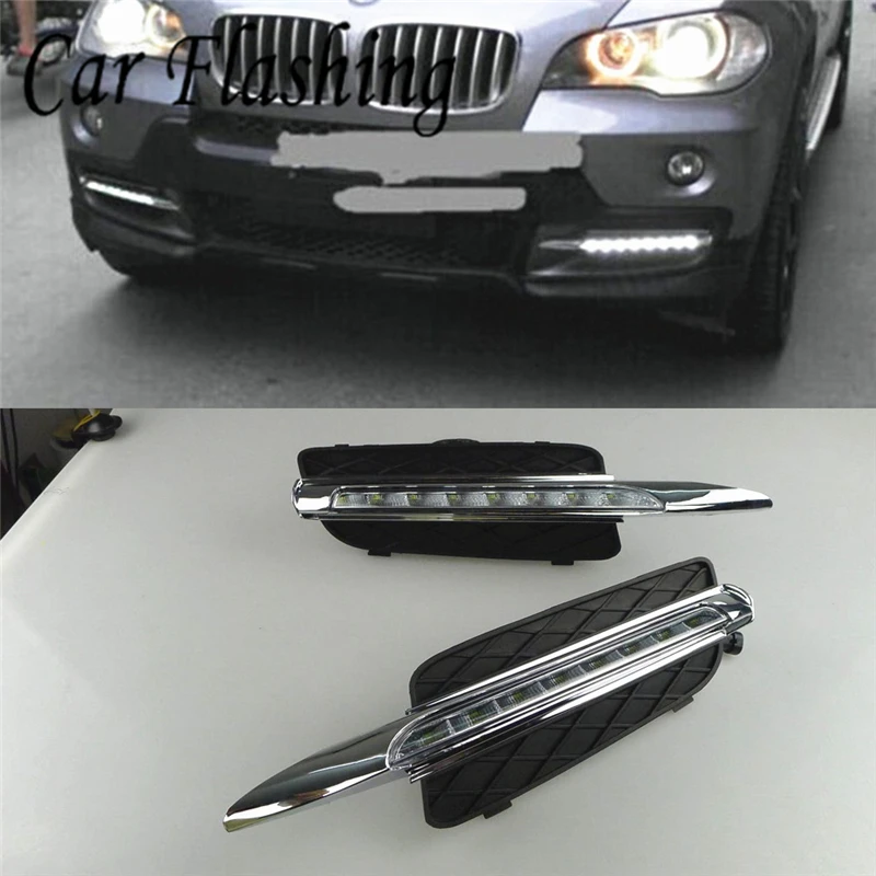Автомобильные мигающие дневные ходовые огни 2 шт. для BMW X5 E70 2007 2008 2009 2010 дневной
