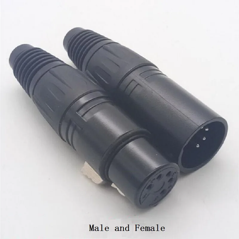 XLR 5 контактный Штекерный гнездовой разъем черный для аудио микрофона xlr
