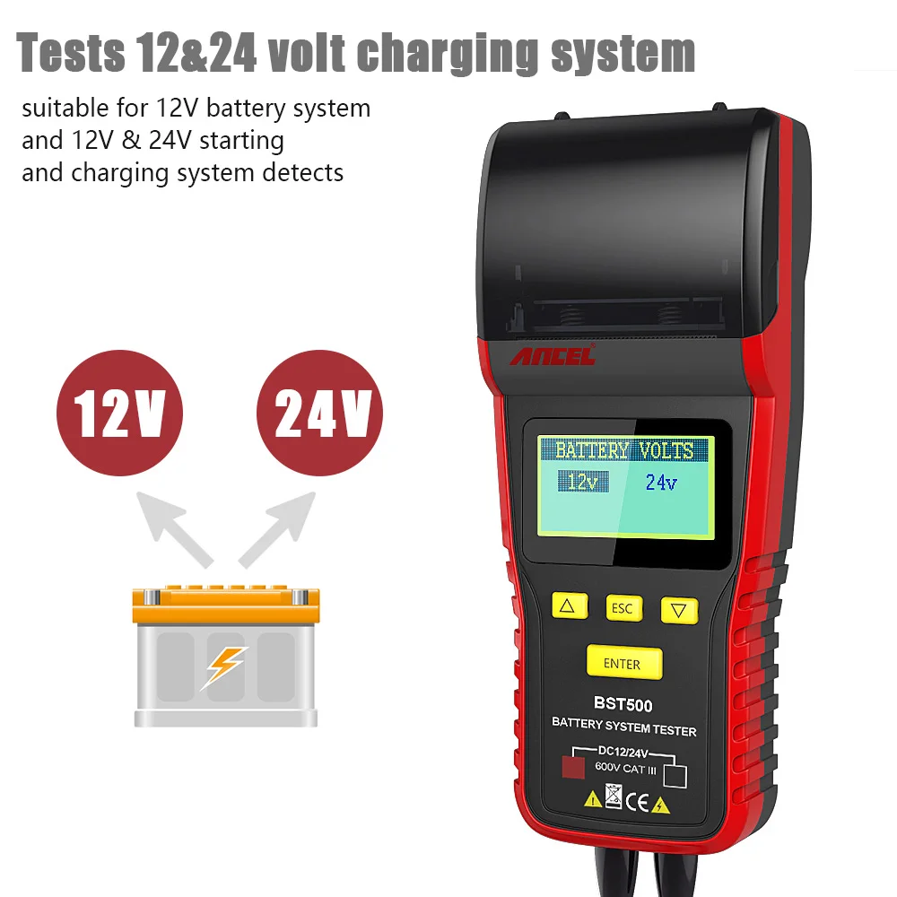 ANCEL BST500 Pro тестер батареи 12 В/24 В автомобильный Грузовик Аккумуляторный сканер с