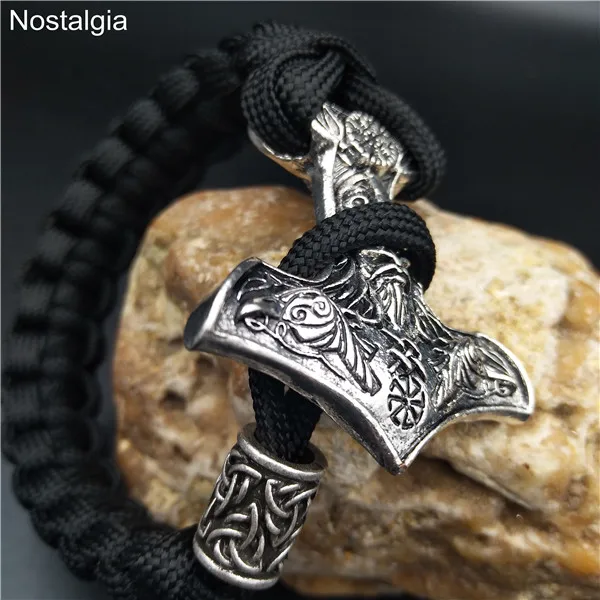 trinity Коловрат один Ворон Aegishjalmur славянские Подвески рунас викинга Тор молот Мьёльнир мужской браслет Викинг ювелирные изделия - Окраска металла: trinity