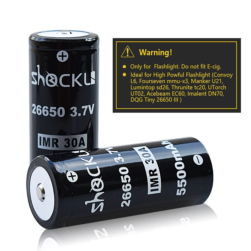 Shockli 26650 5500mAh 3,7 V литий-ионная аккумуляторная батарея 30A 26650 литиевая батарея подходит для высокомощного фонарика Emisar D4s TC20