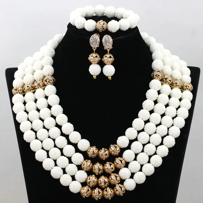 Бесплатная доставка! Белый Нигерийский Африканский Свадебный комплект