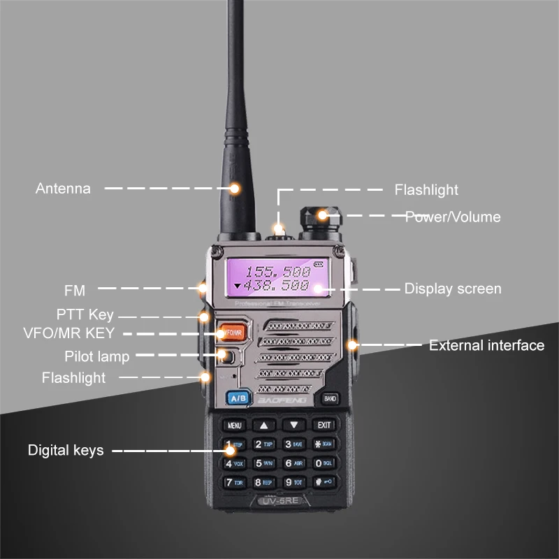 Baofeng UV-5RE Walkie Talkie Super Signal Dual Band Handheld Two Way Ham Radio Communicator UV-5R Plus CB HF Transceiver Amateur