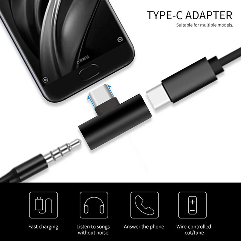 2 в 1 Тип C до 3 5 мм разъем для наушников зарядный конвертер USB Type-C аудио адаптер