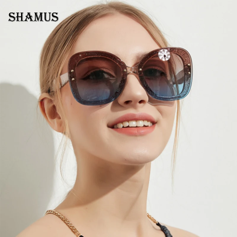 Женские блестящие солнцезащитные очки SHAMUS в форме бабочки брендовые
