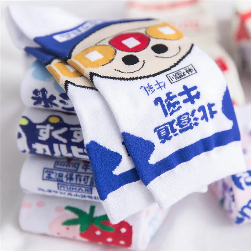Творческой Harajuku фруктовое мороженое Хлопковые женские носки клубника банан из