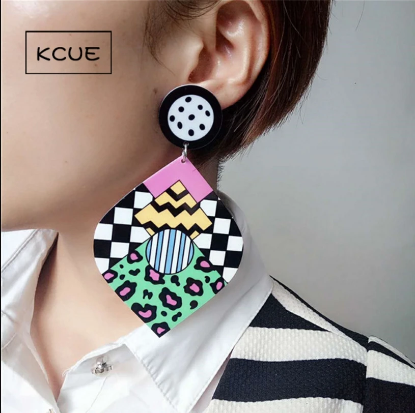 Европа и США оригинальный журнал Мода поп акриловые серьги длинные большие Тотем