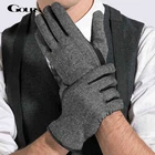 Мужские зимние перчатки Gours, черные перчатки из натуральной козьей кожи, в полоску, GSM002, 2019