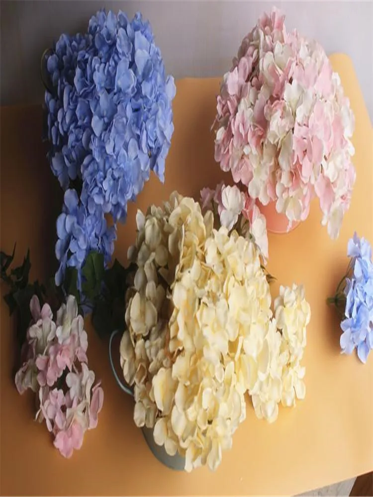 

DIY Artificial Hydrangea Flower Head Fake Silk Single Real Touch Hydrangeas For Wedding Centerpieces Home Party Decorative Flowe