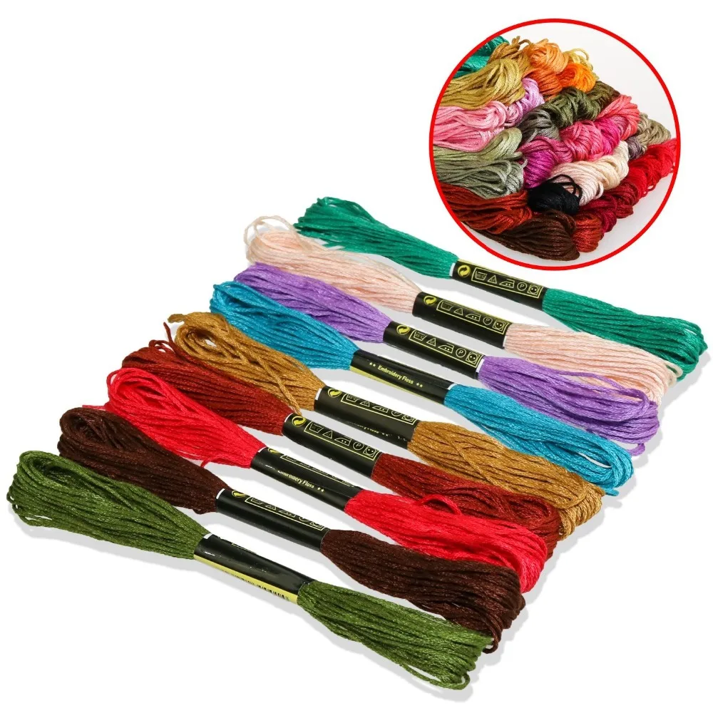 100pcs Random Colors Cross Stitch Floss Rainbow Color Embroidery Threads Sewing For Women DIY Tool | Дом и сад
