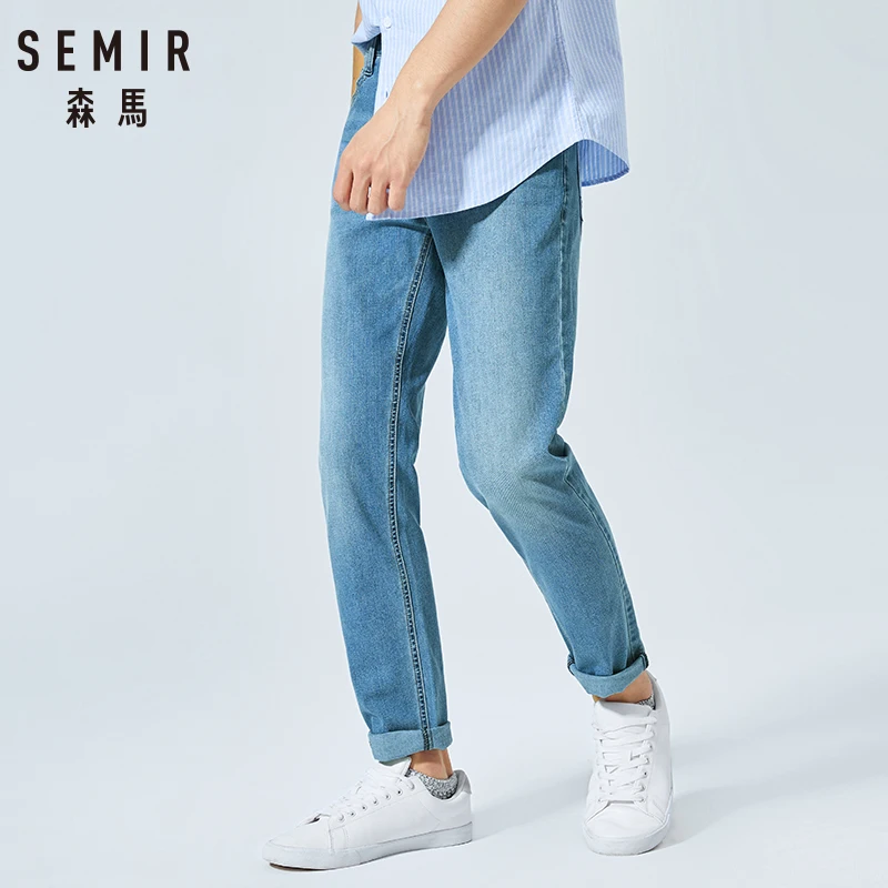 SEMIR 2019 Летние Новые мужские джинсы тонкие тянущиеся Ретро стиль узкие белые