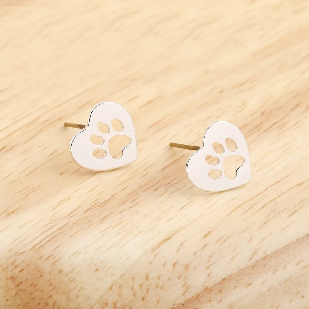 Женские маленькие серьги с принтом лапы в форме сердца|small earrings|earrings womenpaw print earrings