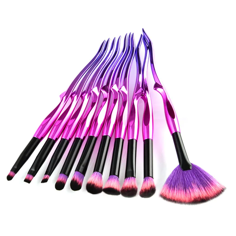 10 шт. волнистые/листообразные кисти для макияжа разных форм набор вееров