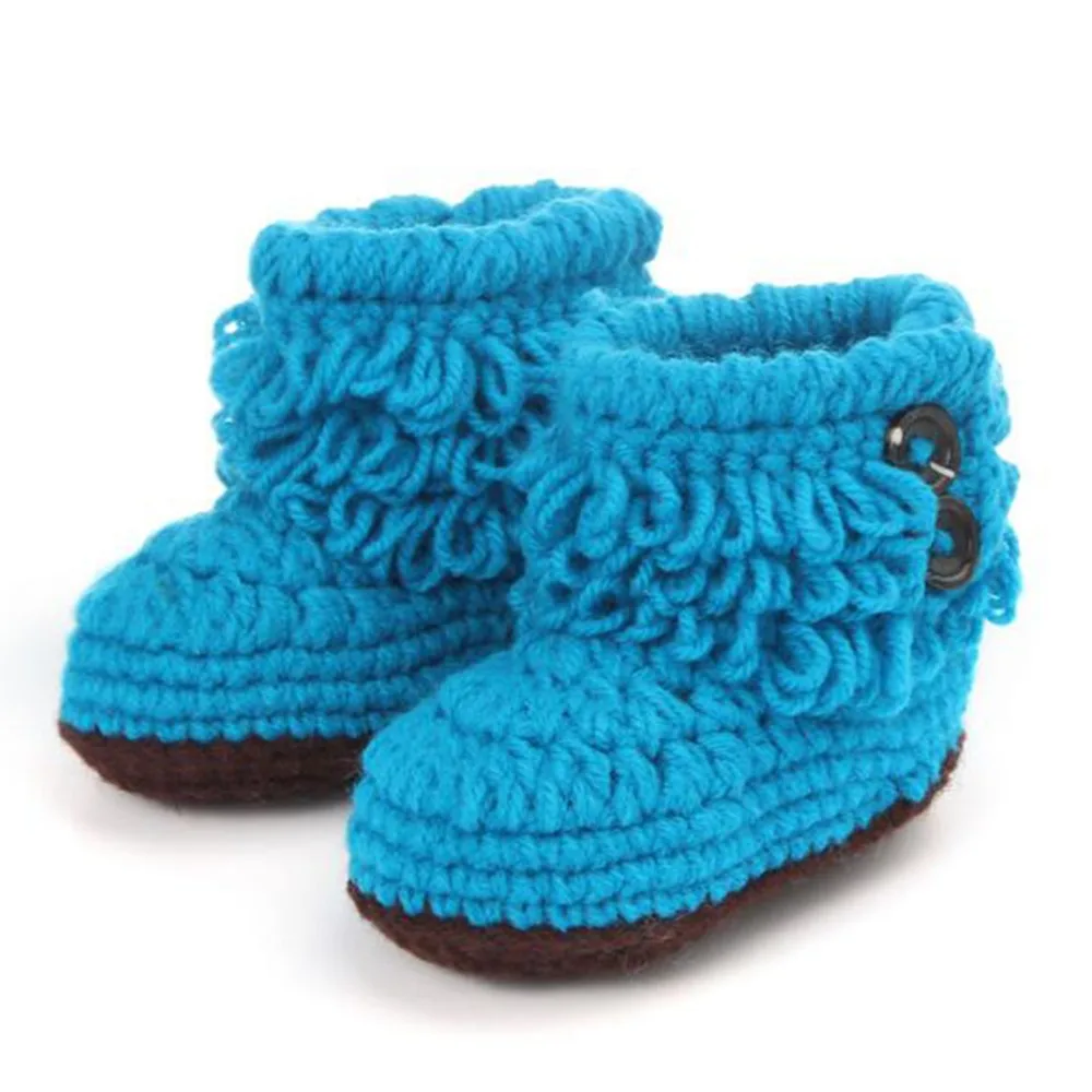 Puseky кроше вязаный флисовый Детская шерстяная обувь детские теплые ботинки
