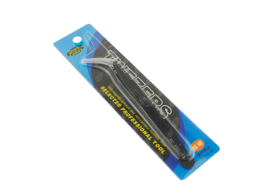 

5pcs Black curve factory anti-stable high quality SC.ESD -12 eyelash extension stainless tweezer