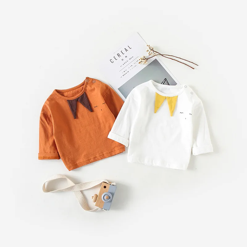 2018 г. осенняя одежда для малышей однотонные хлопковые футболки с длинными