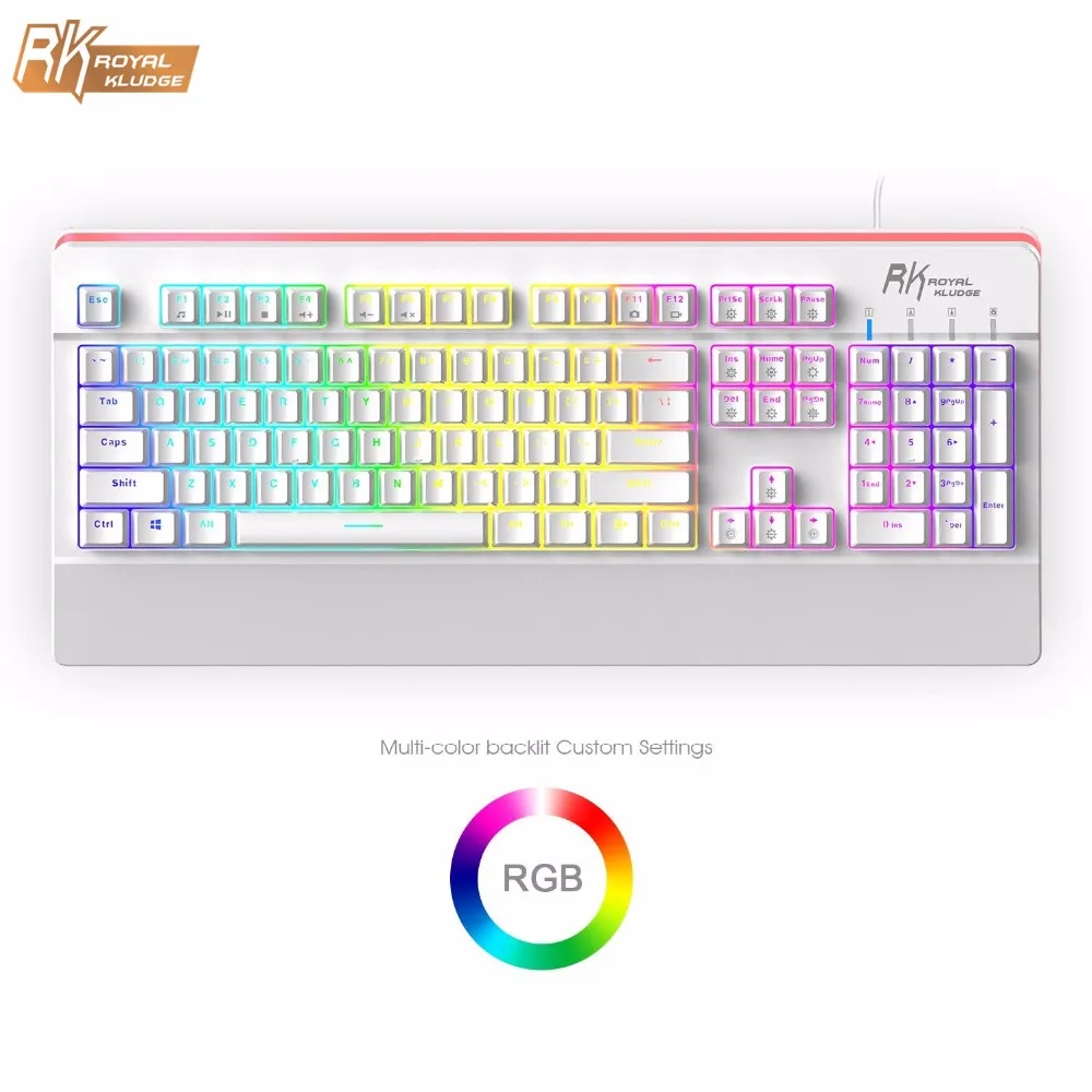 РК Белый rgb подсветкой механическая клавиатура Longhua MX коричневый синий