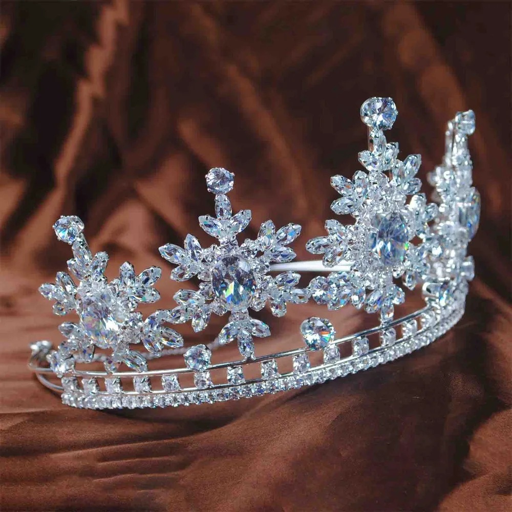 Handmade Women Crystal Tiaras and Crowns Snowflake Rhinestones Headpiece Bridal Wedding Prom Headband Hair Accessories | Украшения и