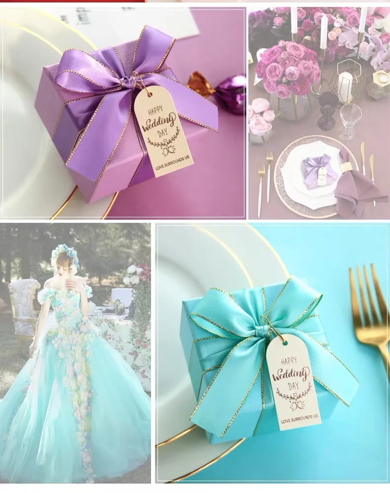 100 шт./заказ Пользовательские Элегантный квадратный Обручение Baby shower вечерние коробки конфет Шоколад невесты свадебный подарок пользу поле для гостей