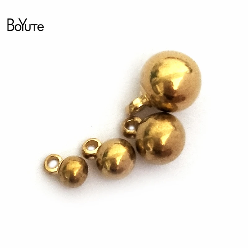 BoYuTe (100 шт./лот) 3 мм 4 5 6 твердые латунные шарики подвесные бусины с петлей