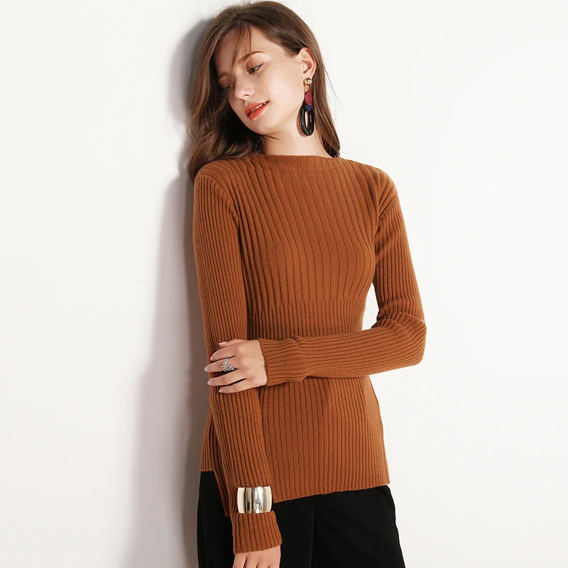High quality pure cashmere sweater O-neck autumn and winter new fashion slim striped women's pullover | Женская одежда