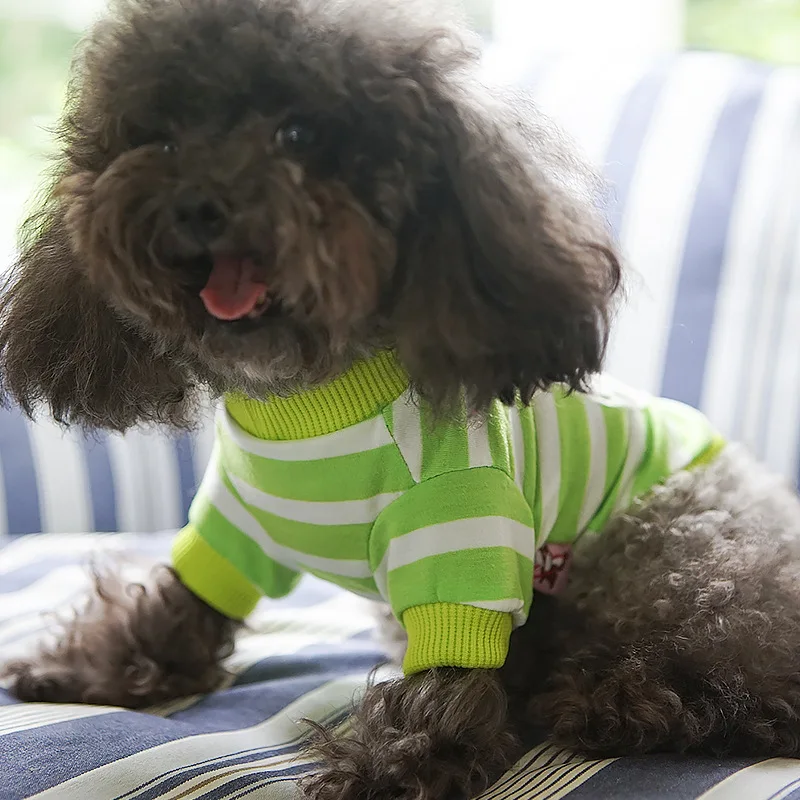 Новинка 2018 Одежда для собак осень зима щенок мультяшная полосатая футболка