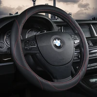 kkysyelva leather car steering wheel cover 38cm black wheel cover steering wheel covers interior accessories