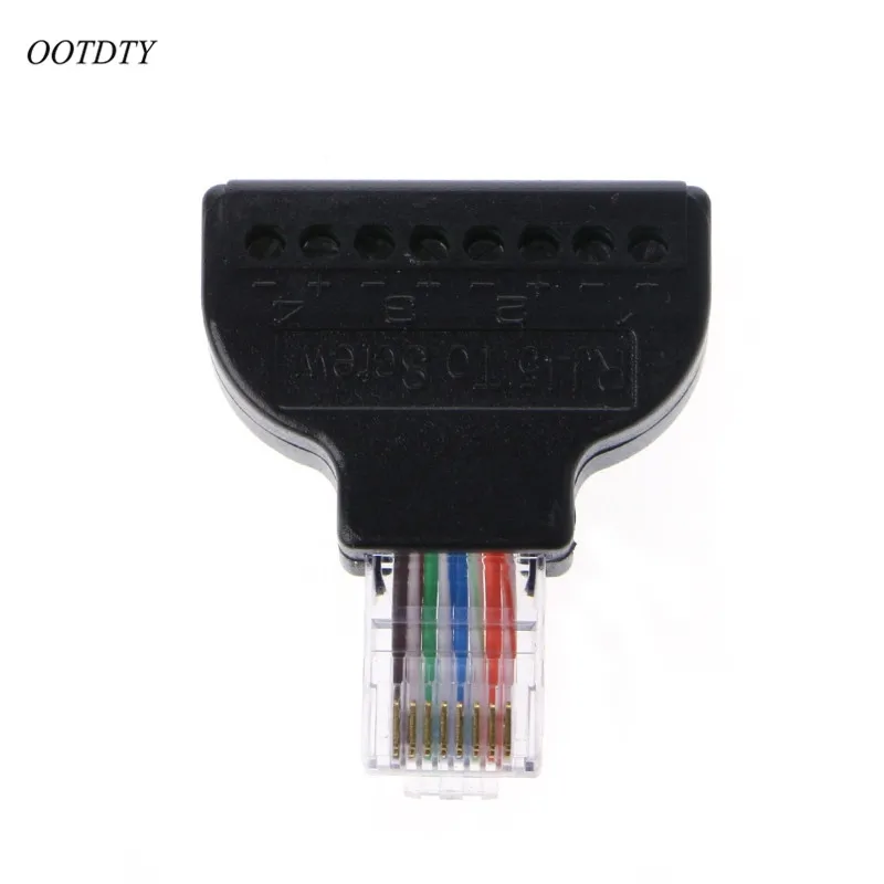 OOTDTY RJ45 Ethernet папа до 8 Pin AV Терминал винтовой адаптер Блок преобразователя