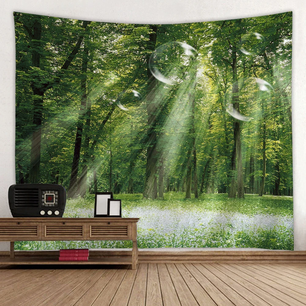 

window printing landscape tapestry wall blanket drop shipping home decor mountain forest wall carpet