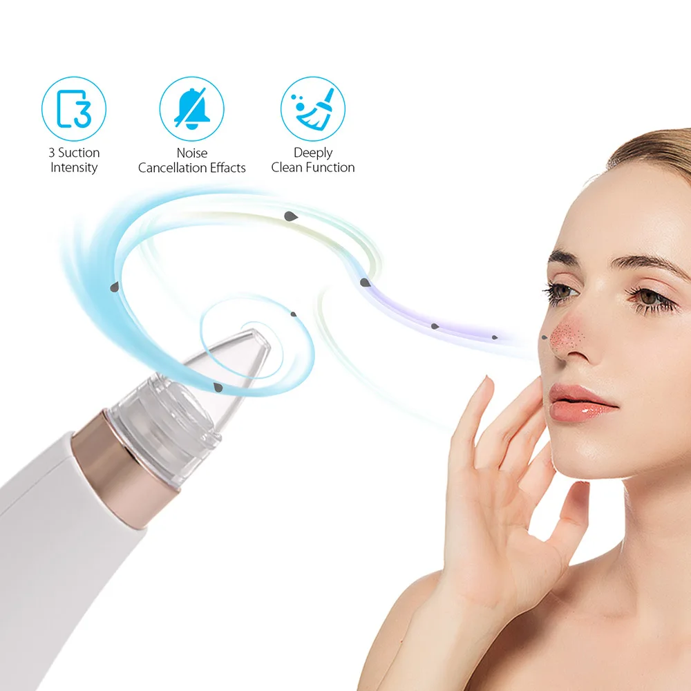 Blackhead Remover Vacuum Facial Pore Dot Blackhead Cleaner Electronic LED Display Extraction Kit Black Dot Head Remover Tools