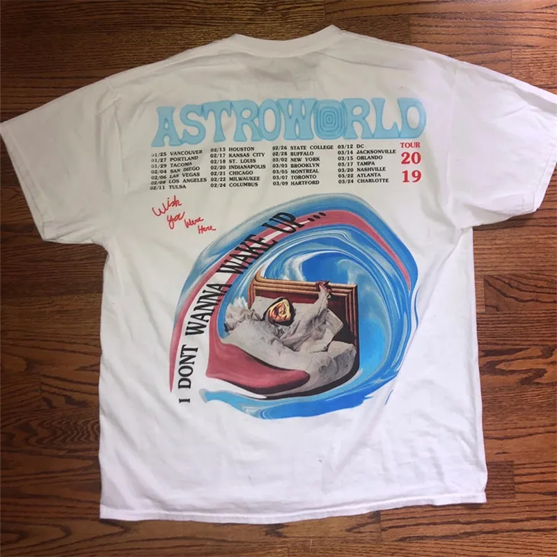 Высококачественная футболка 19SS Astroworld с тревисом Скоттом и надписью I't Want To Wake Up