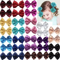 party festival girls sparkling bows clips 30 piece glitter sequins 4 hair bows alligator hair clips for kids baby child