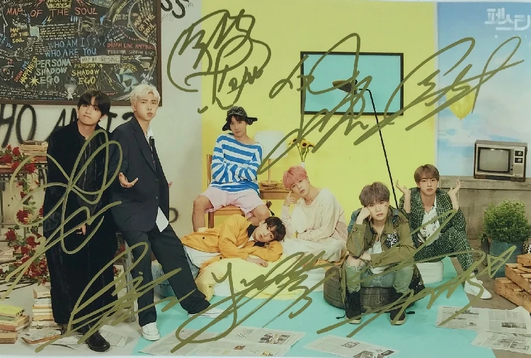 Автографы Bangtan Boys с ручной подписью Группа фото автографы в чернилах 5*7 K POP