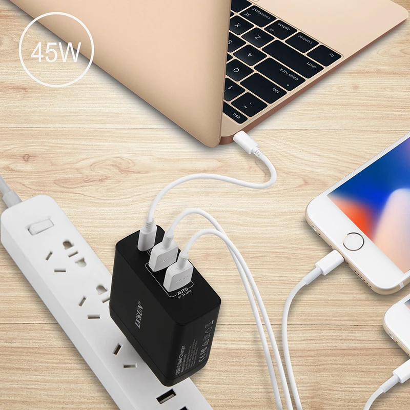 LVSUN 45 Вт usb type C зарядное устройство быстрое настенное зарядное устройство типа c для мобильного телефона ноутбука PD 2,0 зарядное устройство для nintendo Switch Macbook Nexus hp