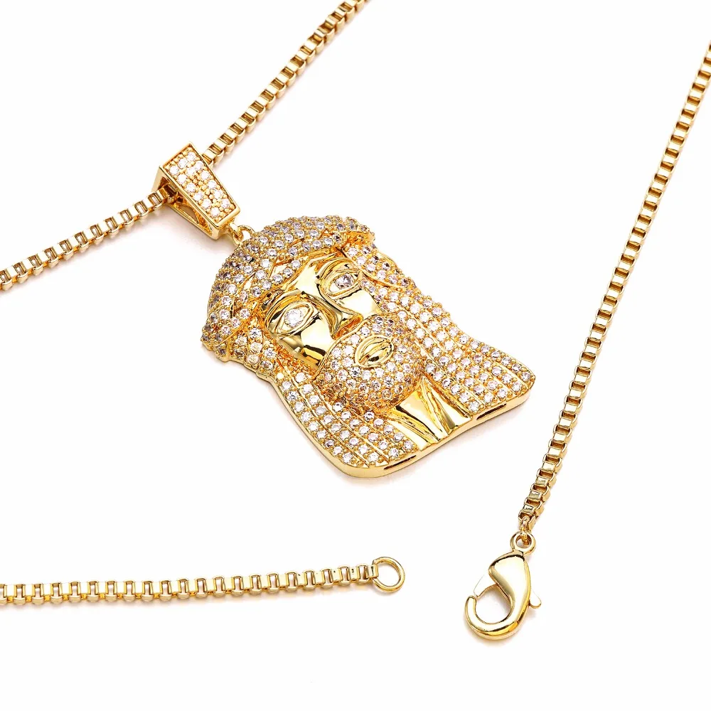 VANAXIN хип-хоп Мужская подвеска с головой Иисуса Золотая металлическим украшением
