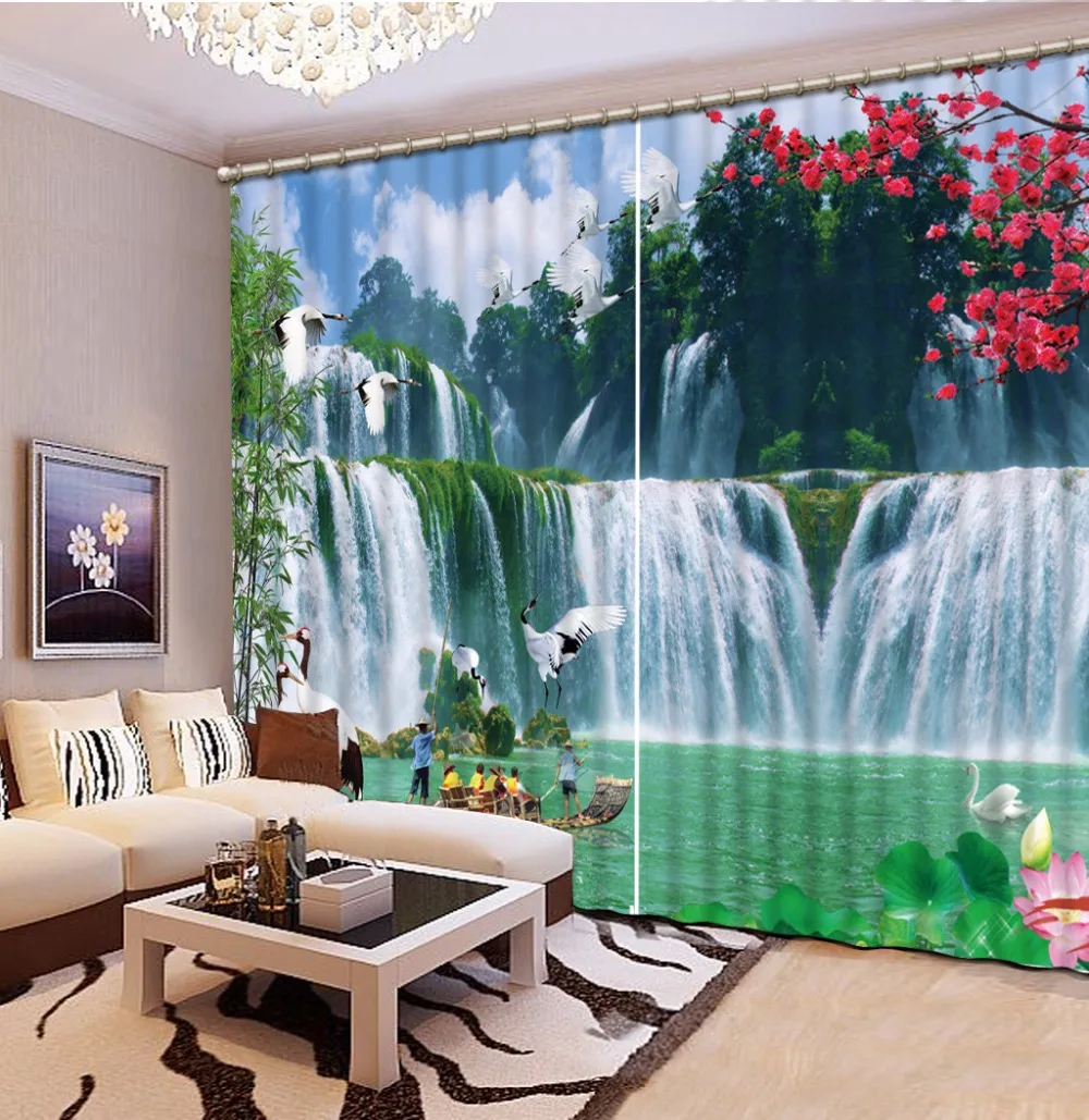 

Modern Photo Cutains beautiful Waterfall Decoration Curtains For Living Room Bedroom Blackout Luxury Curtains For Kitchen