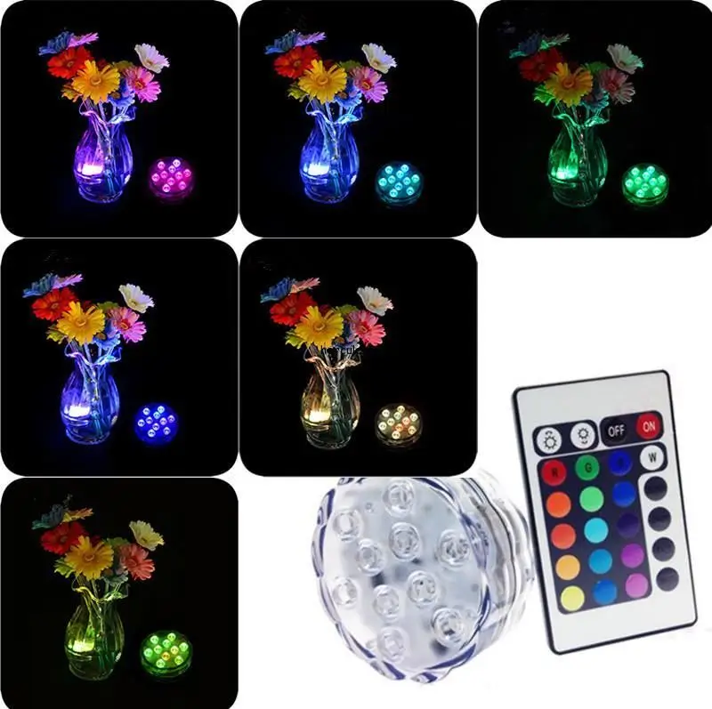10 светодиодные разного цвета Красочные Погружные прочные вечерние ваза свет