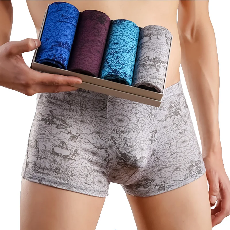 2018 однотонное классическое бамбуковое Мужское нижнее белье боксер сексуальное