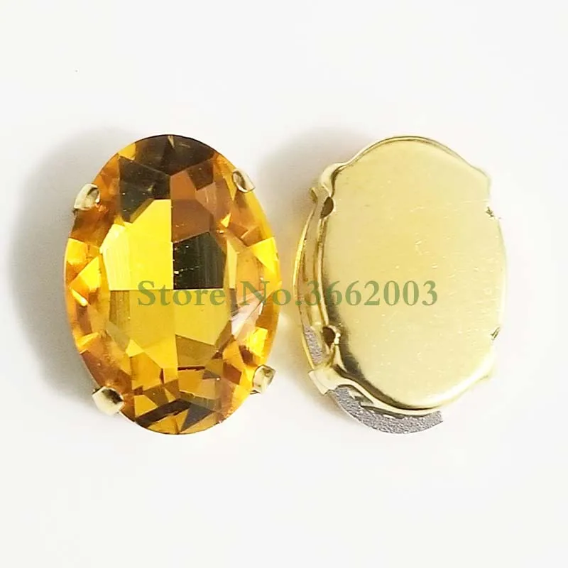 Золотисто желтая овальная форма высококачественные стеклянные хрустальные