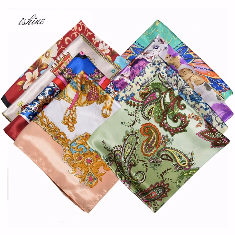 Дешевые Роскошные женские шарфы Модные имитация шелковые с принтом мягкие шали