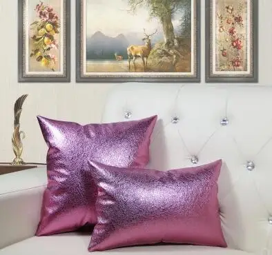 European post-modern shiny double-sided metallic PU cushion cover immitation leather pillowcase backrest pillow covers indoor | Дом и сад