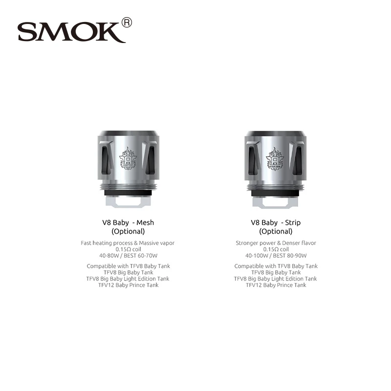 10PCS Original Smok Tfv8 Baby Mesh coil V8 Strip Coil Head Fit for Tank Tfv12 Prince | Электроника