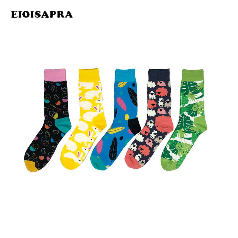 

Funny Sock Creative Colorful Pattern Gift Unisex Happy Socks Jacquard Wedding Socks Men Harajuku Tide Sock
