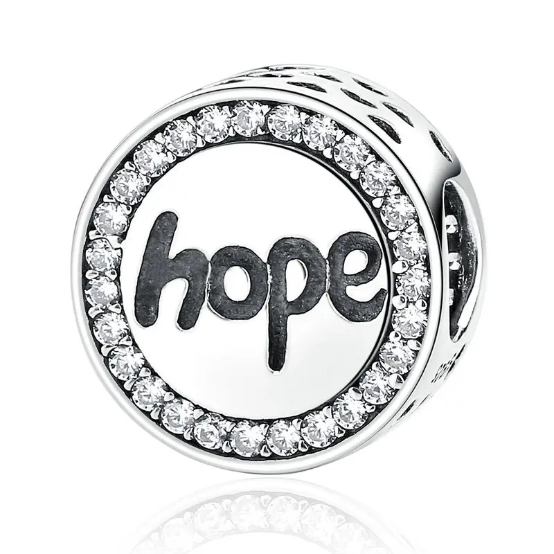 Hope BAMOER, 4 стиля, 925 пробы, серебро, любовь, сердце, жизнь, Круглый алфавит, амулеты, подходящие Браслеты и ожерелья для женщин, модное ювелирное изделие SCC089 - Окраска металла: Hope