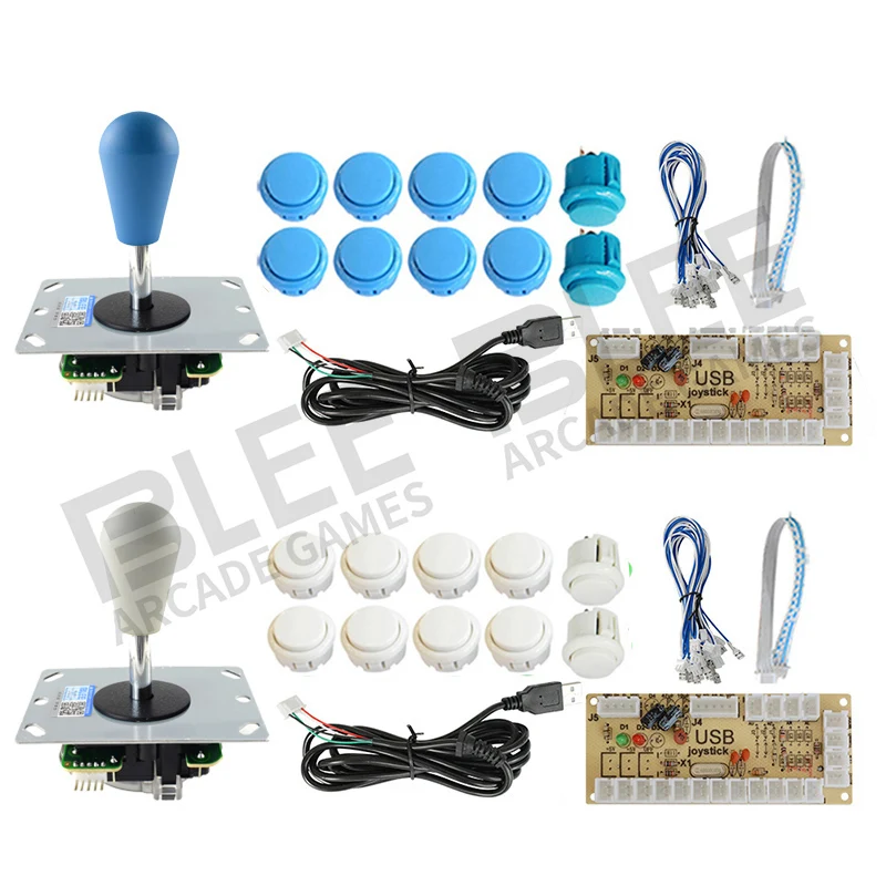 Бли 2 игроков Аркада DIY Kit нулевой задержкой USB контроллер PC Sanwa Джойстик с овальный мяч кнопки для ПК PS3