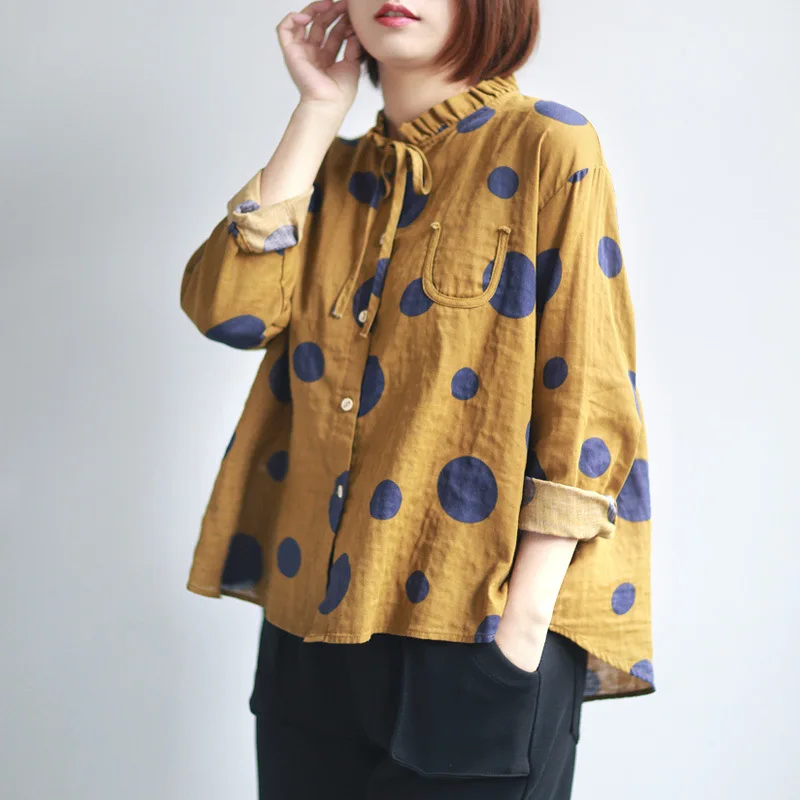 Blusas mujer de moda 2018 плюс размеры рубашка в горошек Новинка весны женские летние дамы