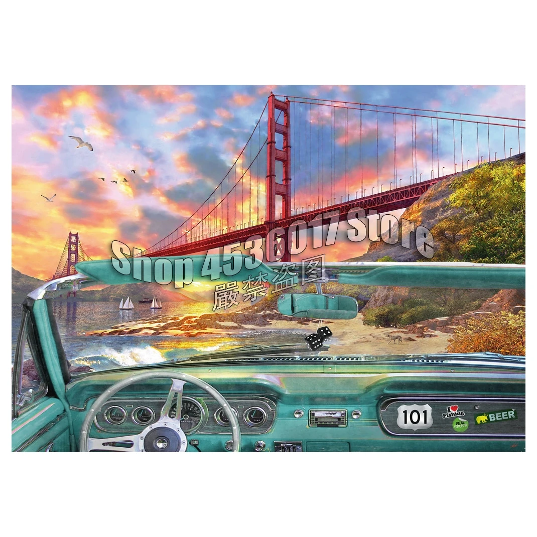 

5D Diy Diamond Painting Golden Gate Cross Stitch Embroidery Wall Sticker Diamond Mosaic Cars Landscape Bridges Painting Crafts