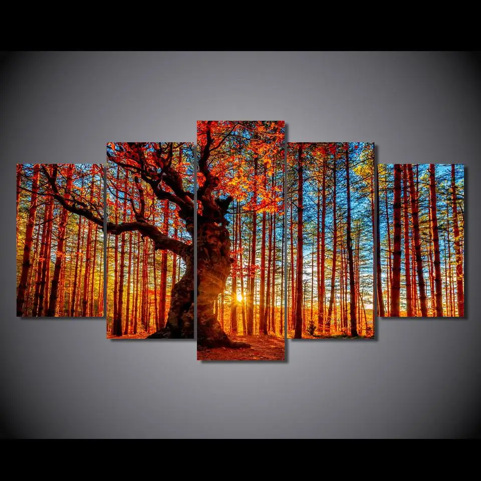 Осень ЛЕС ДЕРЕВЬЯ листва 5 шт. холст стены художественный принт|art print|wall art printcanvas
