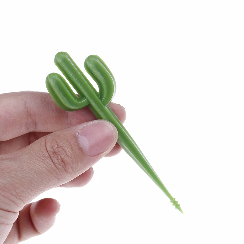 

6pcs/pack Kids Tableware Fruit Fork Plastic Toothpick Food Picks For Eat Fruit Green Cactus Fruit Forks