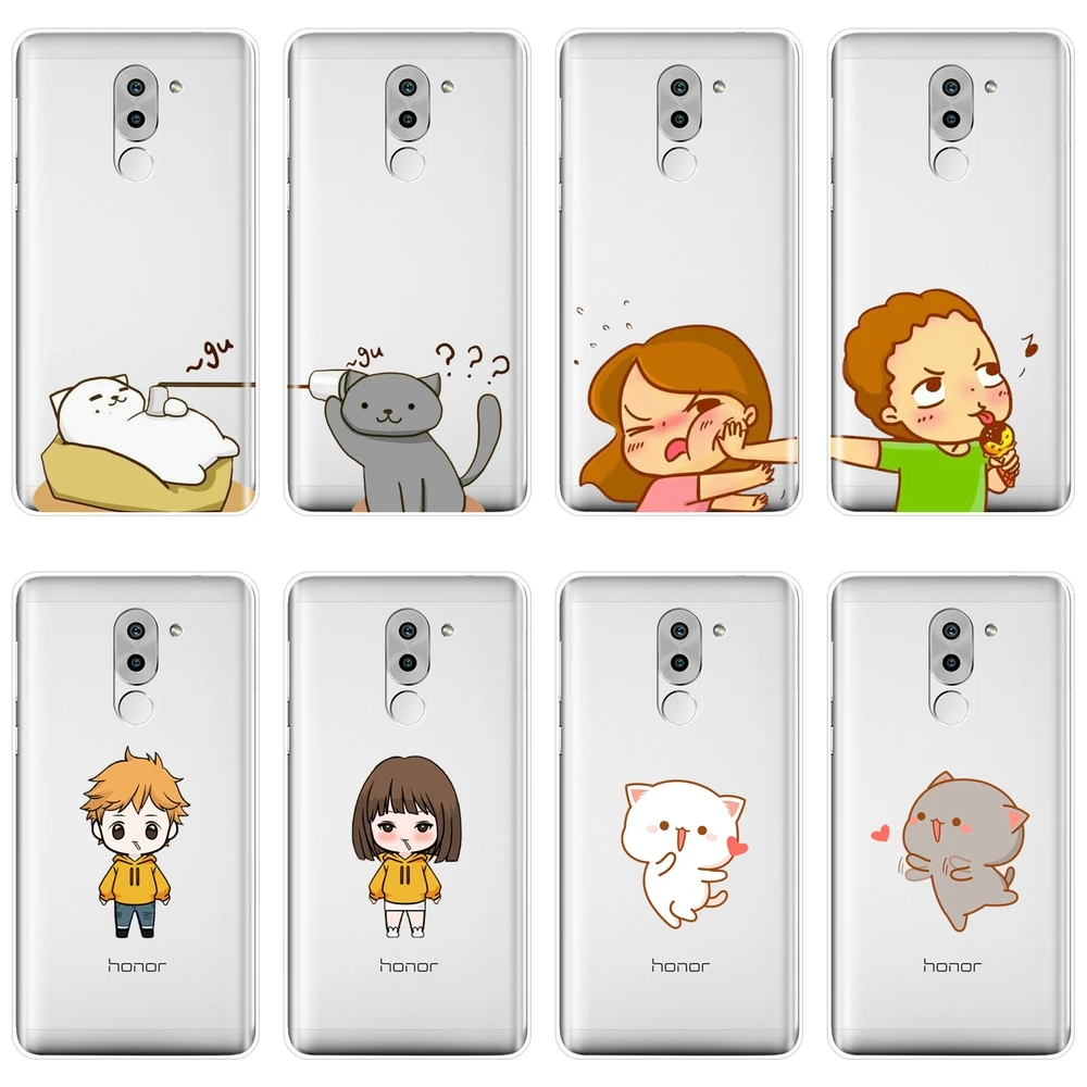 Мягкий чехол для телефона Huawei Honor 6 5A 4X 5X 6X симпатичная пара любовь кот силиконовая